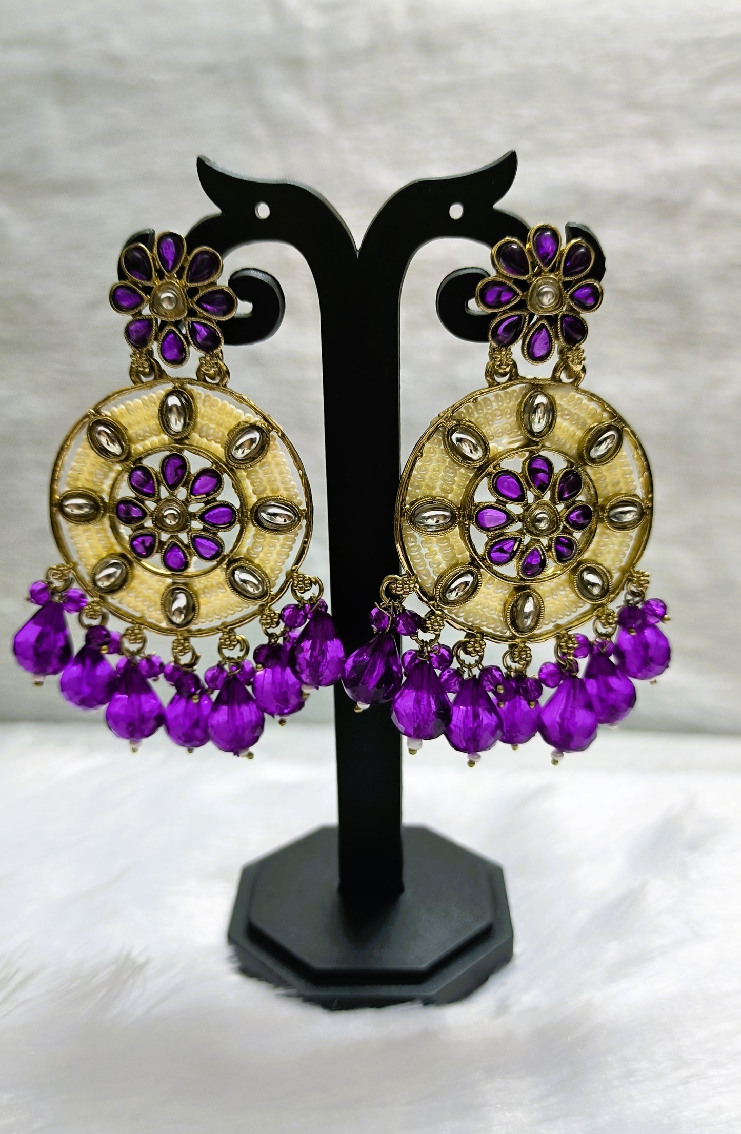 Stunning Beads Earrings with Kundan and Pearls