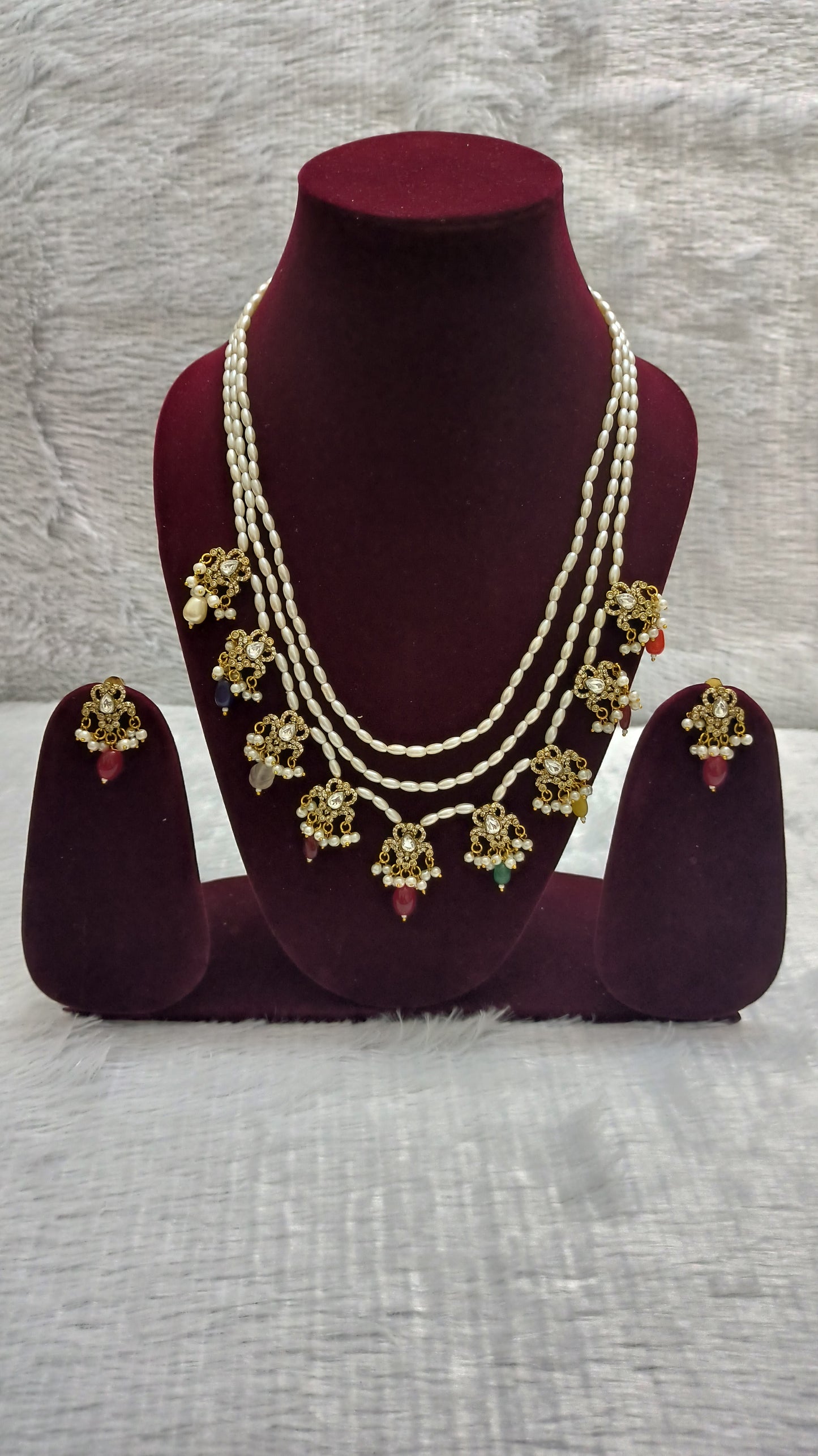 Multi Layered Pearls and Kundan set