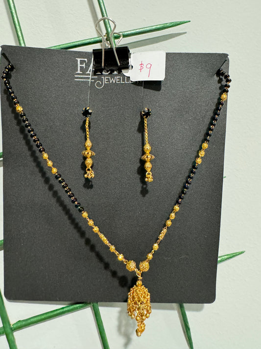 Amazing Black Beads With Hanging Earrings