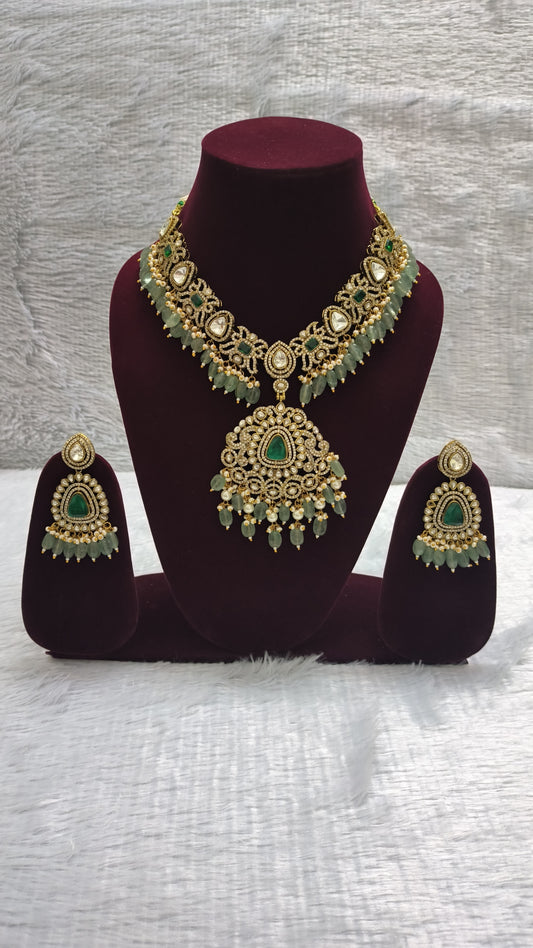 Gorgeous Polki and Emarald Necklace Set