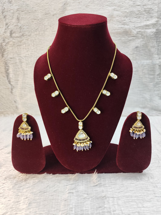 Trendy necklace set with lavender drops